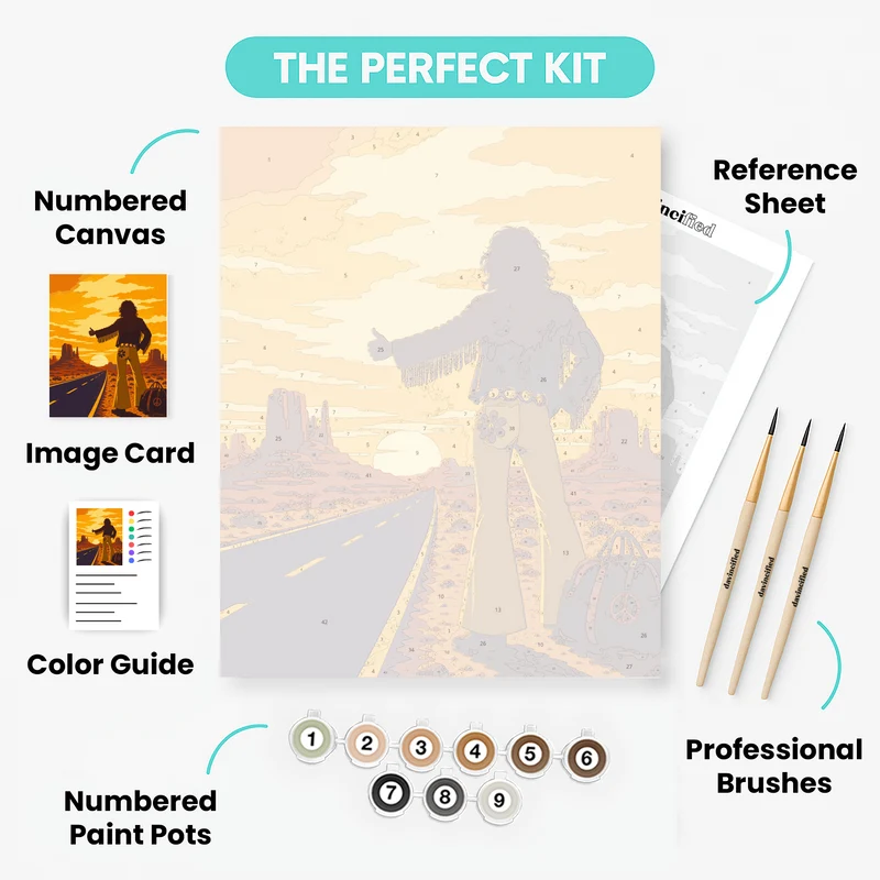 Desert Hitchhiker Sunset - Paint by Numbers Kit