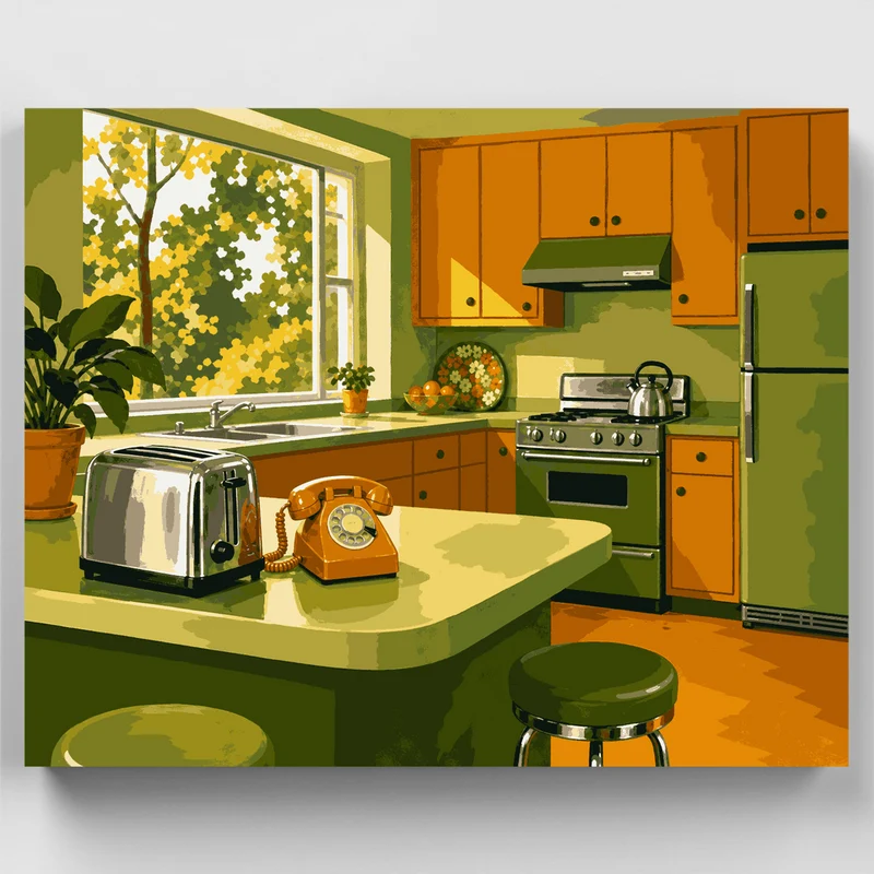 Avocado Green Kitchen - Paint by Numbers Kit