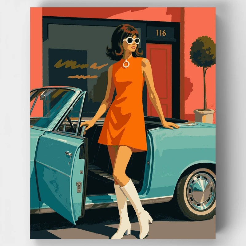 Mod Girl in Orange - Paint by Numbers Kit