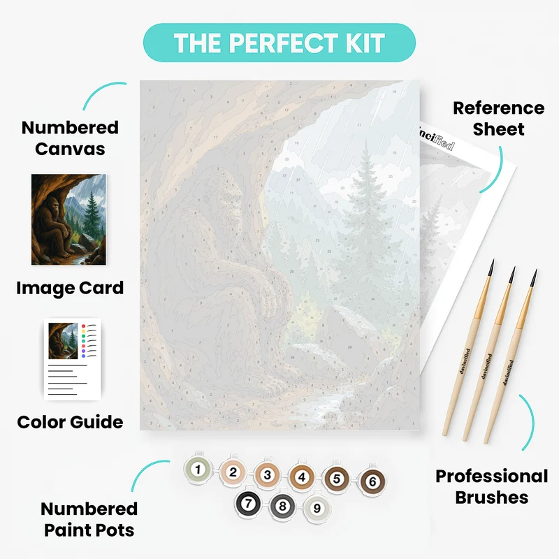 Bigfoot's Rainy Cave - Paint by Numbers Kit