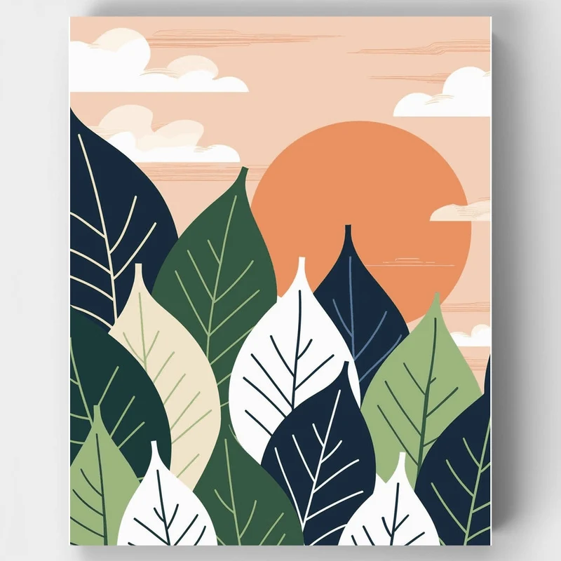 Boho Leaf Sunset - Paint by Numbers Kit