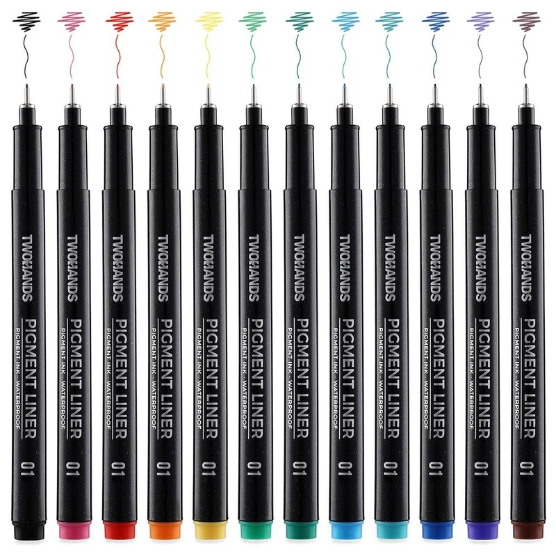 Fineliner Stift Set 12 Farben – Ultrafeine 0,25mm Spitze