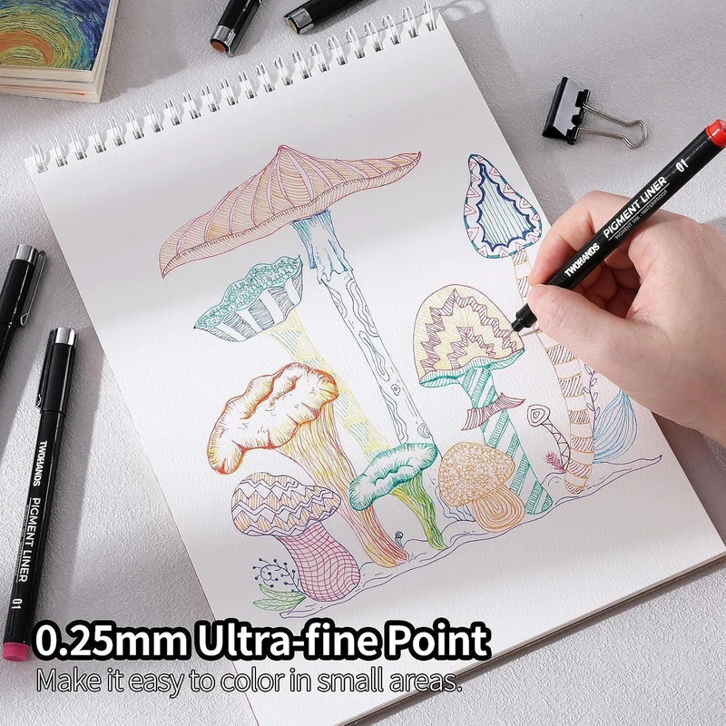 Fineliner Stift Set 12 Farben – Ultrafeine 0,25mm Spitze
