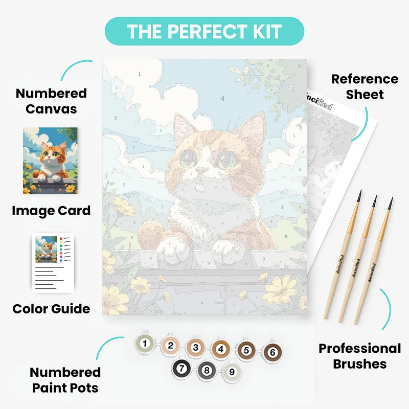 Curious Ginger Cat in the Garden - Paint by Numbers Kit