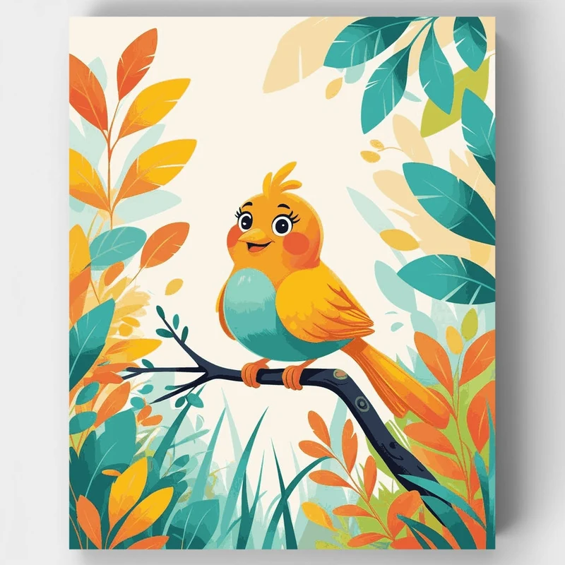 Cheerful Bird on a Branch - Paint by Numbers Kit