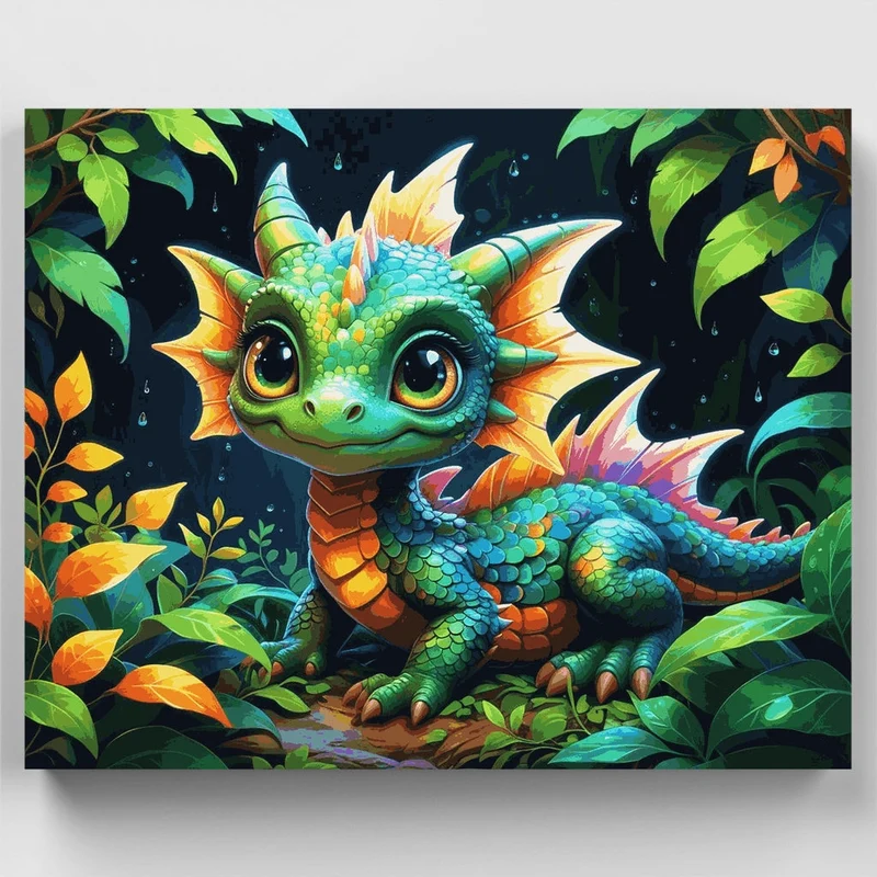 Baby Dragon in the Enchanted Forest - Paint by Numbers Kit