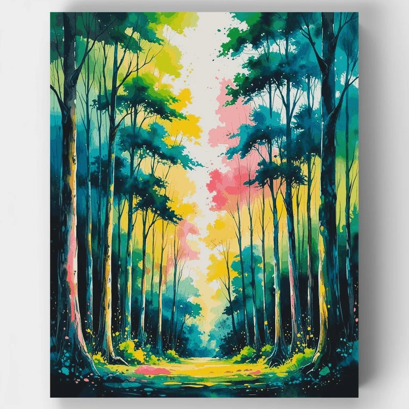 Enchanted Watercolor Forest Path - Paint by Numbers Kit