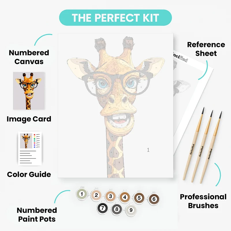 Goofy Giraffe with Glasses - Paint by Numbers Kit