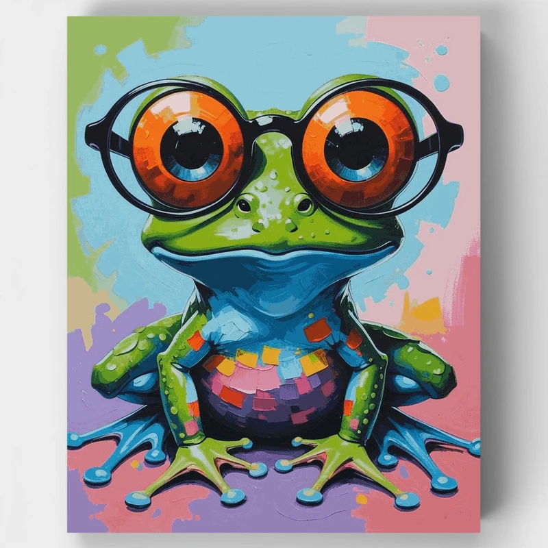 Funny Frog with Glasses - Paint by Numbers Kit