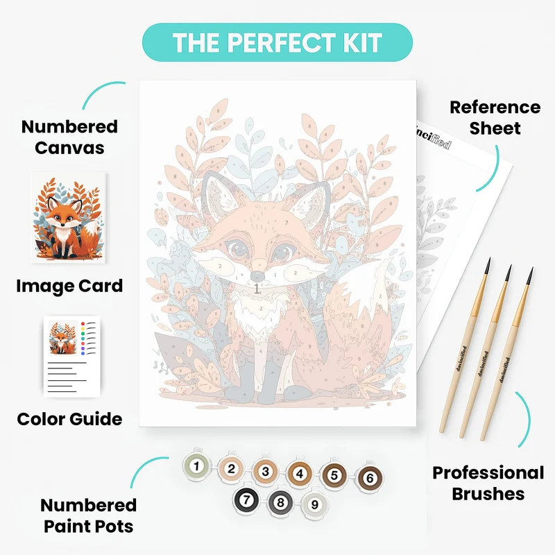 Cute Fox in Autumn Forest - Paint by Numbers Kit