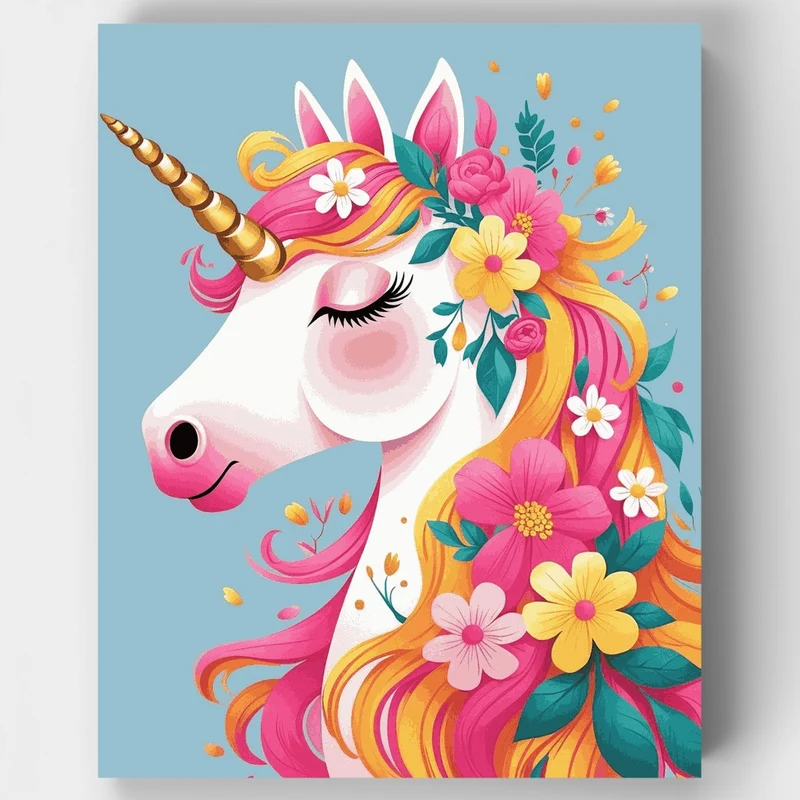 Magical Floral Unicorn - Paint by Numbers Kit
