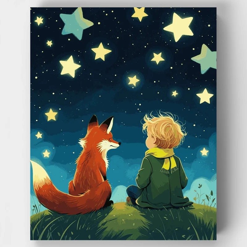 Little Prince and the Fox Under the Stars - Paint by Numbers Kit