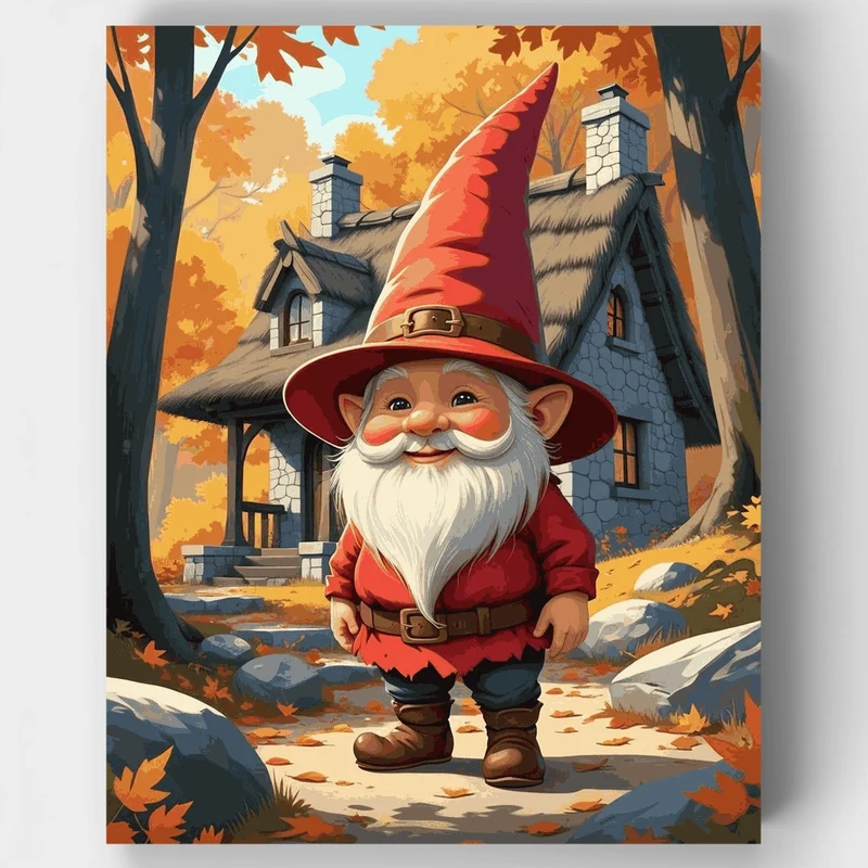 Cheerful Forest Gnome in Autumn - Paint by Numbers Kit