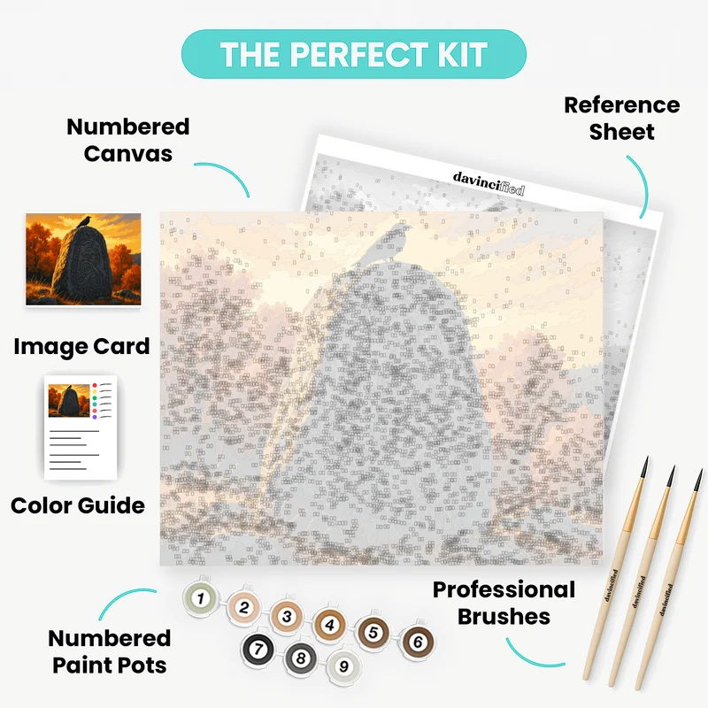 Viking Runestone with Raven - Paint by Numbers Kit