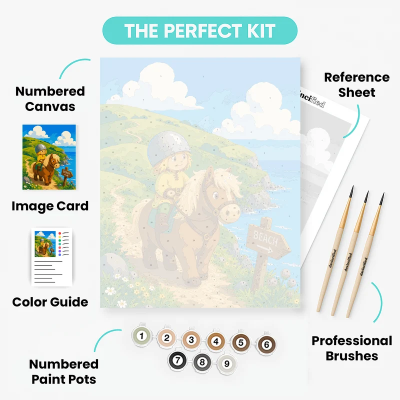 Viking Boy on Pony Coastal Trail - Paint by Numbers Kit