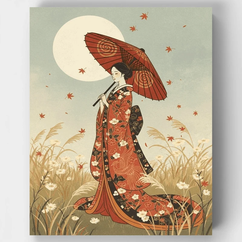 Autumn Moonlight Geisha - Paint by Numbers Kit