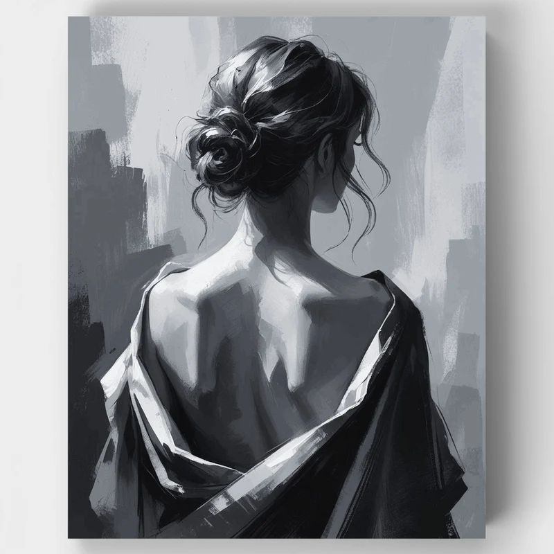 Elegant Figure in Black and White - Paint by Numbers Kit