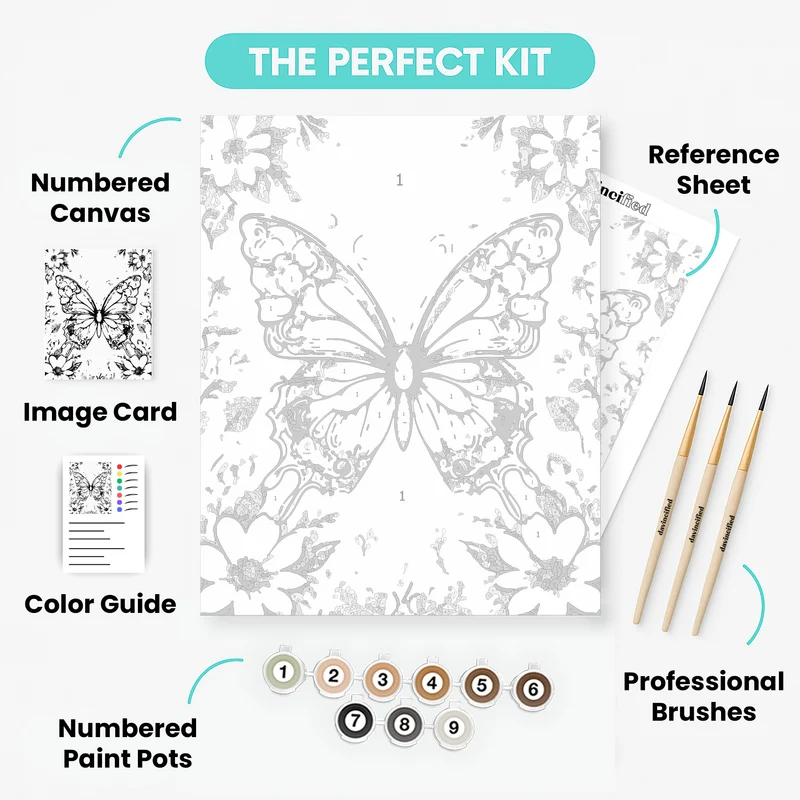 Butterfly Garden in Black and White - Paint by Numbers Kit