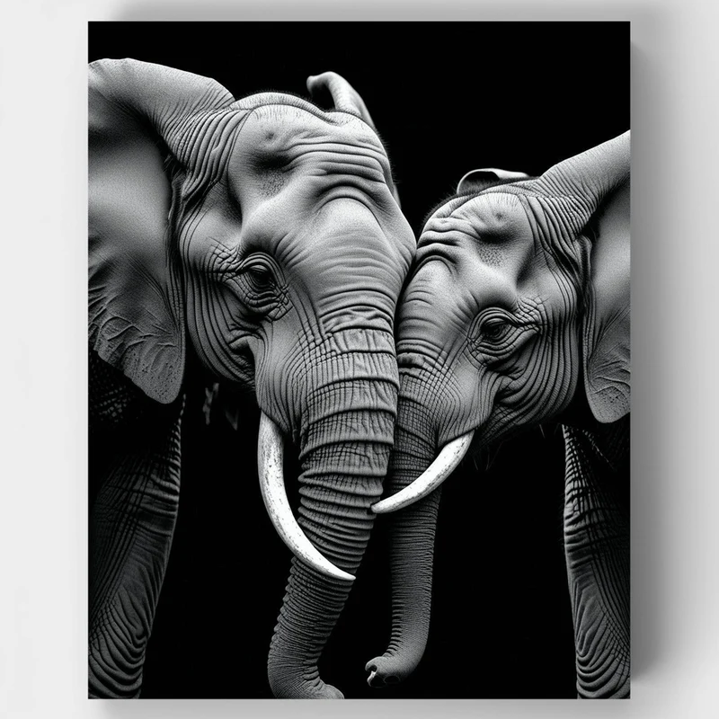Two Elephants Portrait - Paint by Numbers Kit