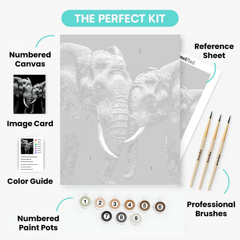 Two Elephants Portrait - Paint by Numbers Kit