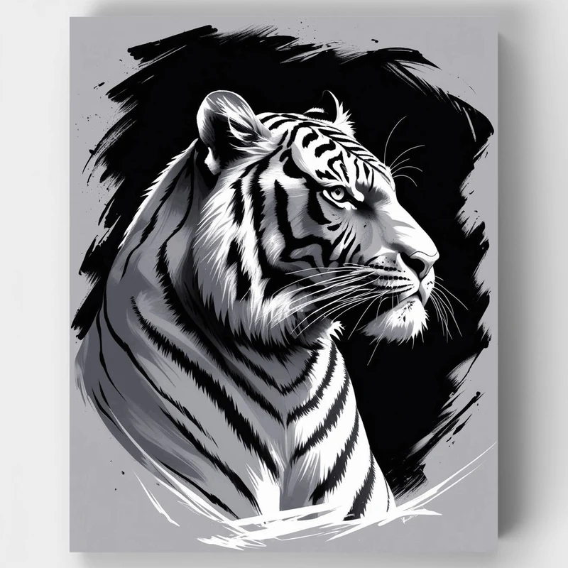 Majestic White Tiger Portrait - Paint by Numbers Kit