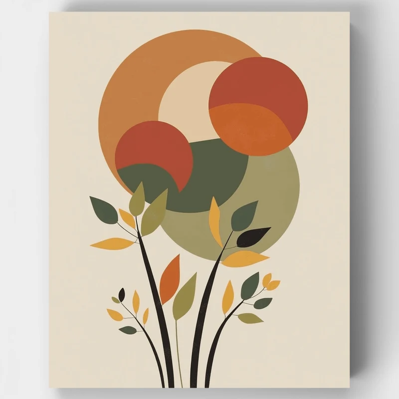 Boho Abstract Botanical Circles - Paint by Numbers Kit