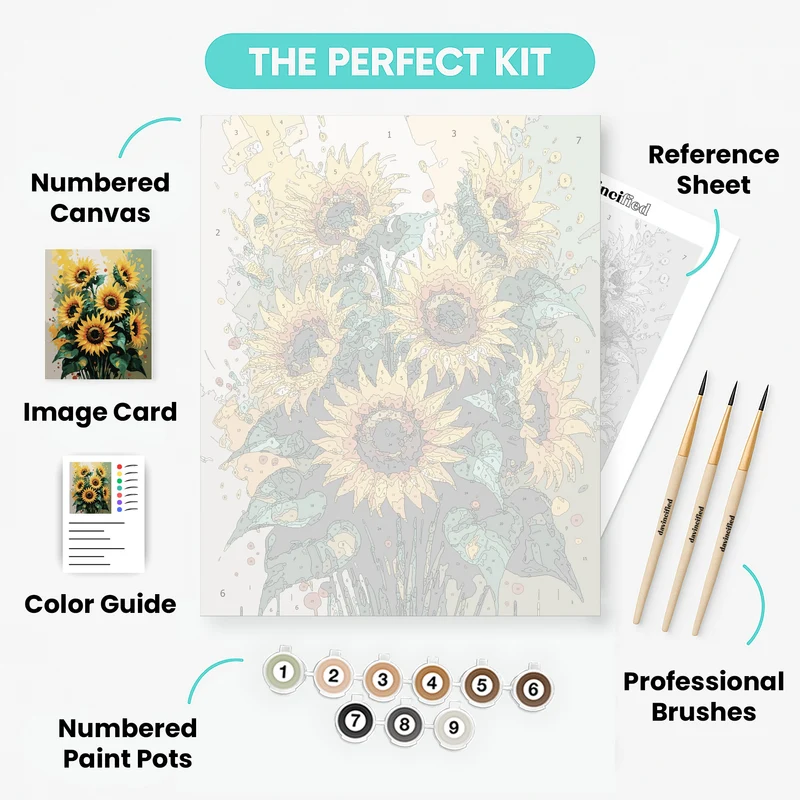 Sunflower Bouquet Splatter Art - Paint by Numbers Kit