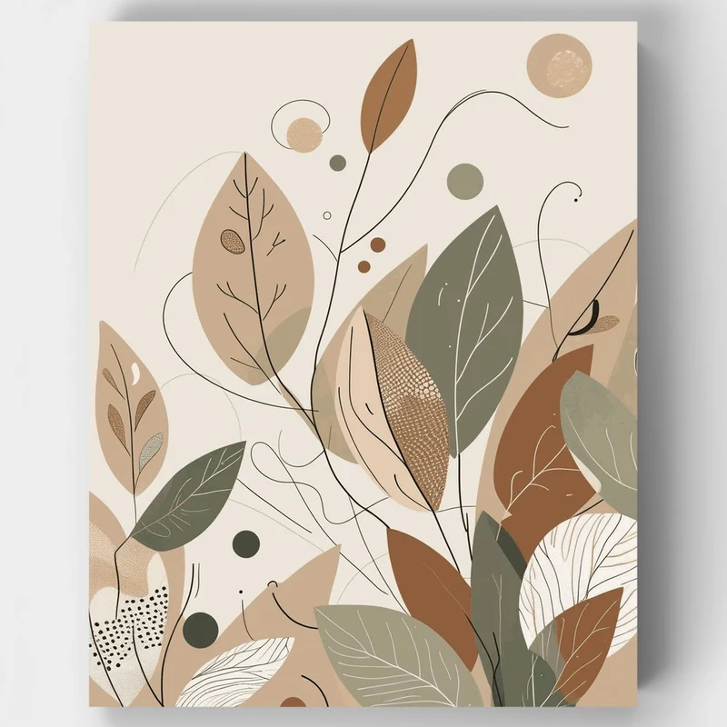 Boho Botanical Leaves - Paint by Numbers Kit