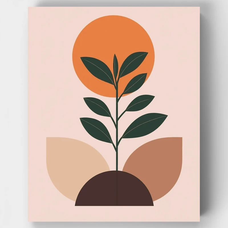 Boho Plant with Sun - Paint by Numbers Kit