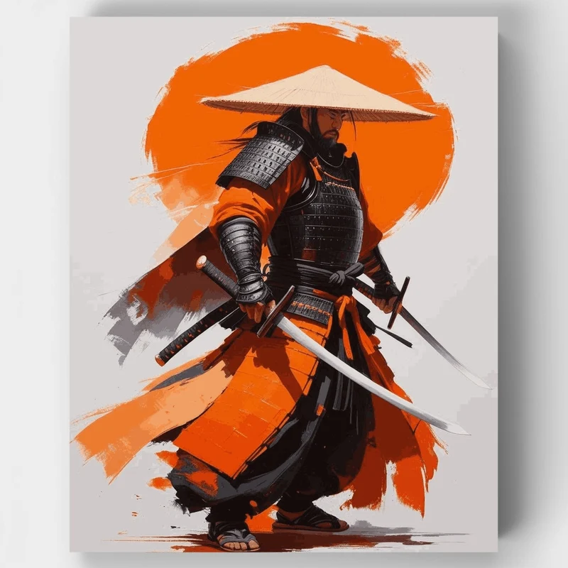 Dual-Wielding Samurai Warrior - Paint by Numbers Kit
