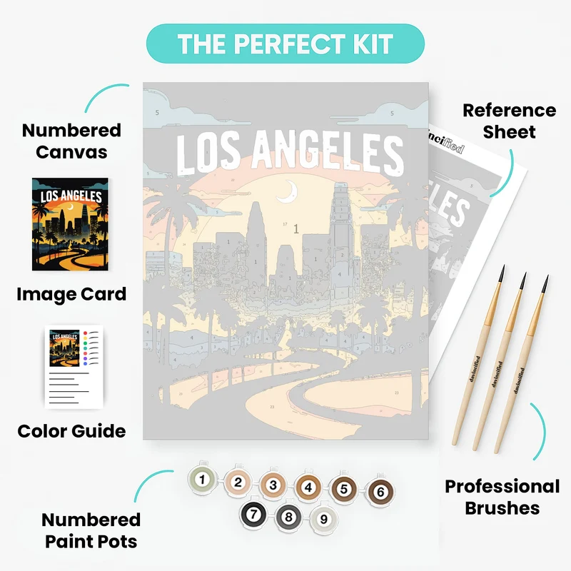 Los Angeles Sunset Skyline - Paint by Numbers Kit