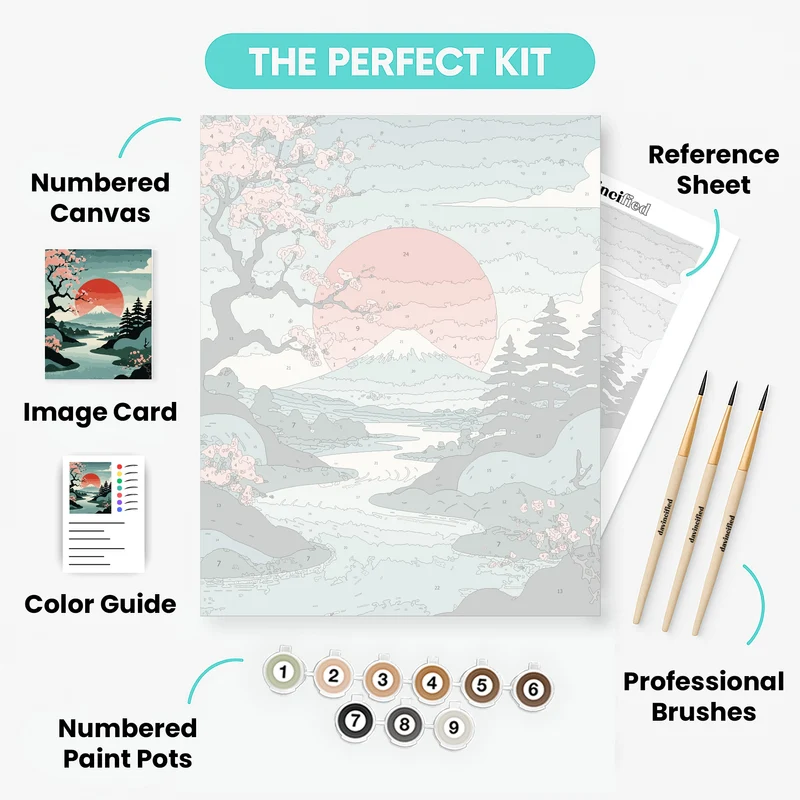 Mount Fuji Cherry Blossom Sunrise - Paint by Numbers Kit