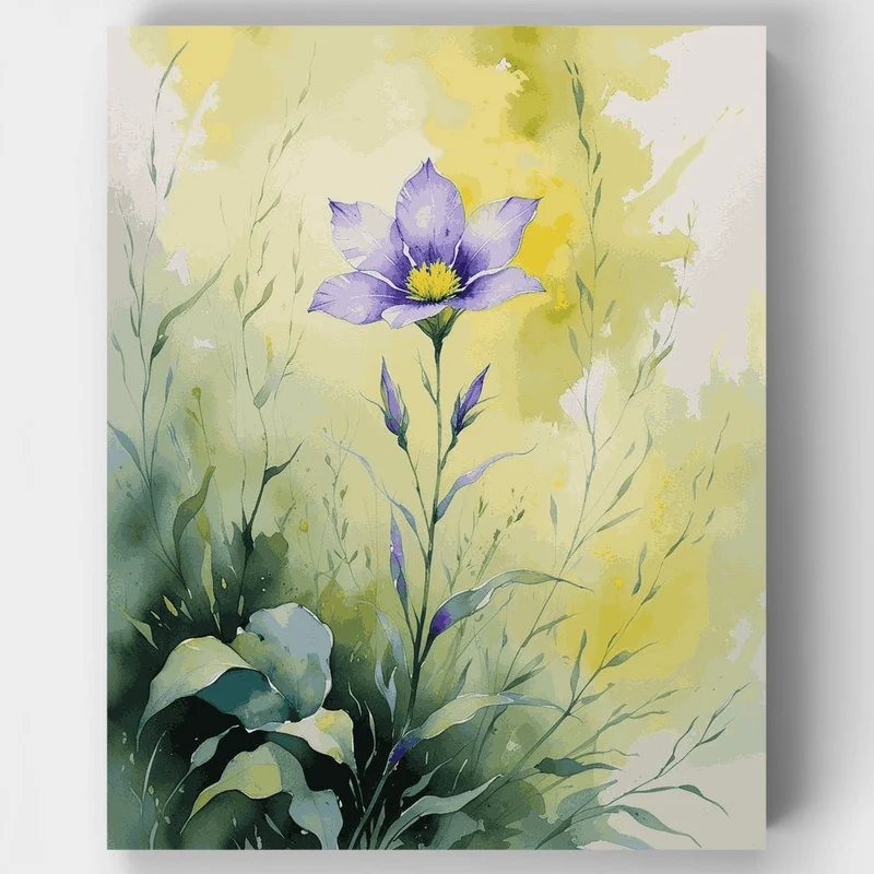 Purple Wildflower in Soft Watercolor Meadow - Paint by Numbers Kit