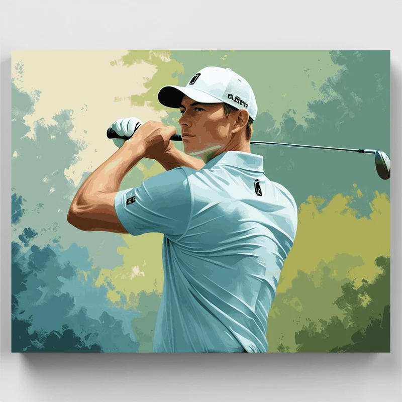 Watercolor Golfer in Swing - Paint by Numbers Kit