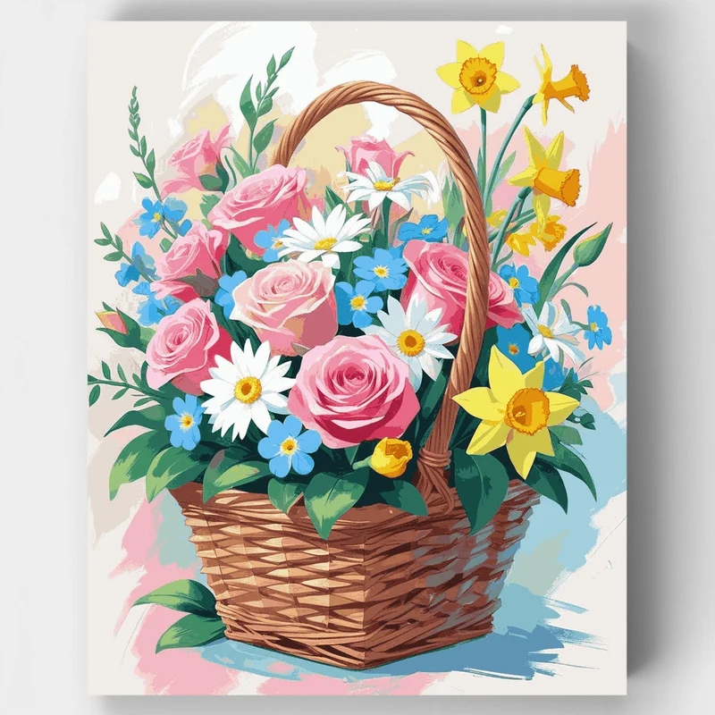 Spring Flower Basket - Paint by Numbers Kit