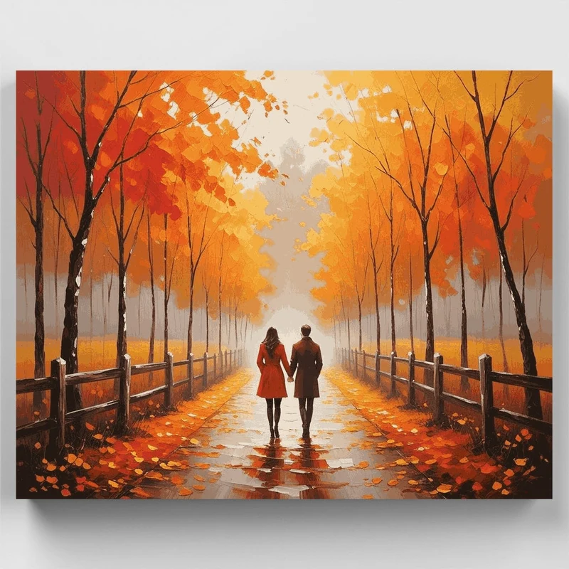 Autumn Walk for Two - Paint by Numbers Kit