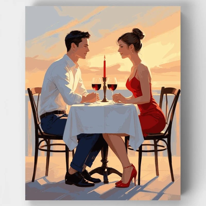 Candlelit Seaside Date Night - Paint by Numbers Kit