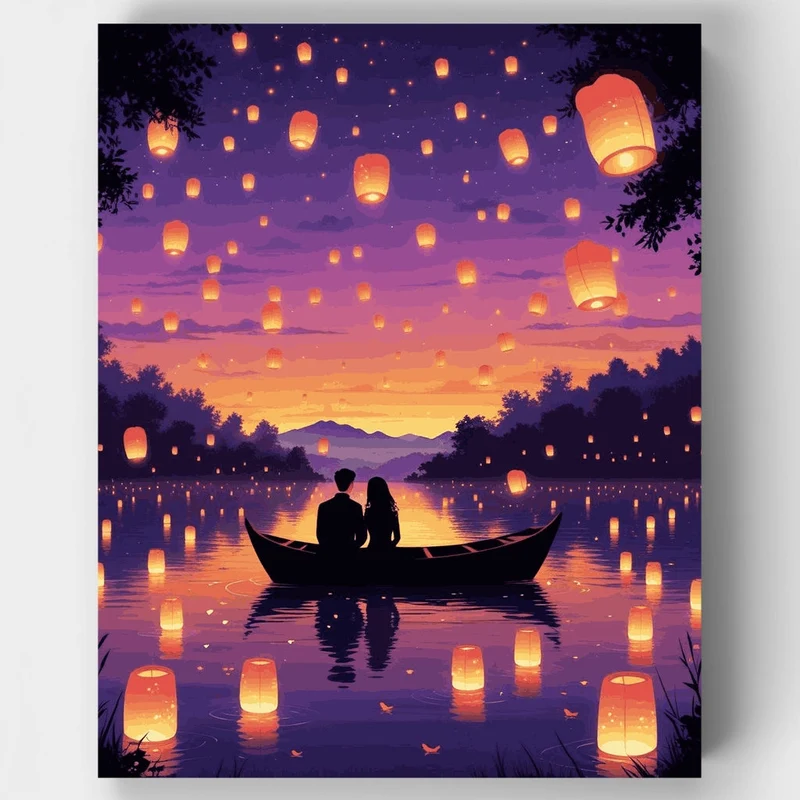 Lantern Festival Romance on the Lake - Paint by Numbers Kit