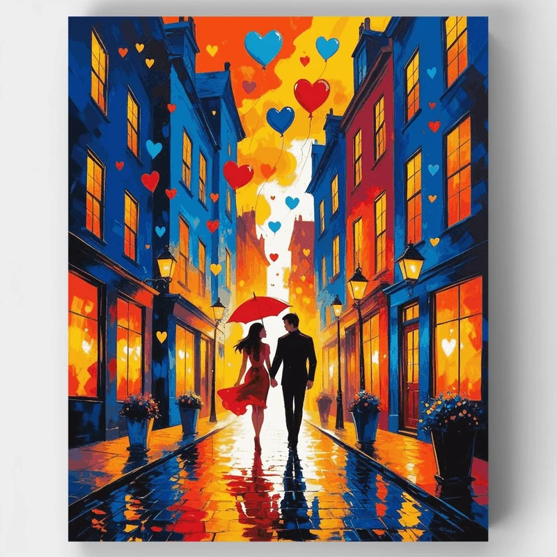 Date Night in the Rain - Paint by Numbers Kit