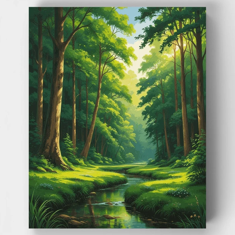 Sunlit Forest Creek - Paint by Numbers Kit