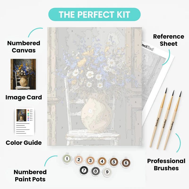 Wildflower Bouquet in Rustic Vase - Paint by Numbers Kit