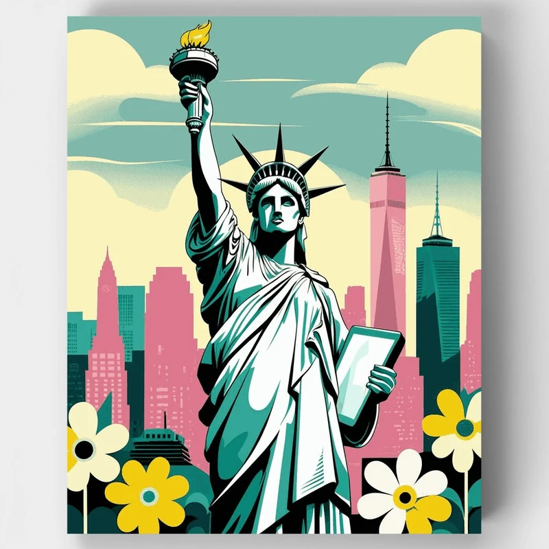 Statue of Liberty New York Skyline - Paint by Numbers Kit