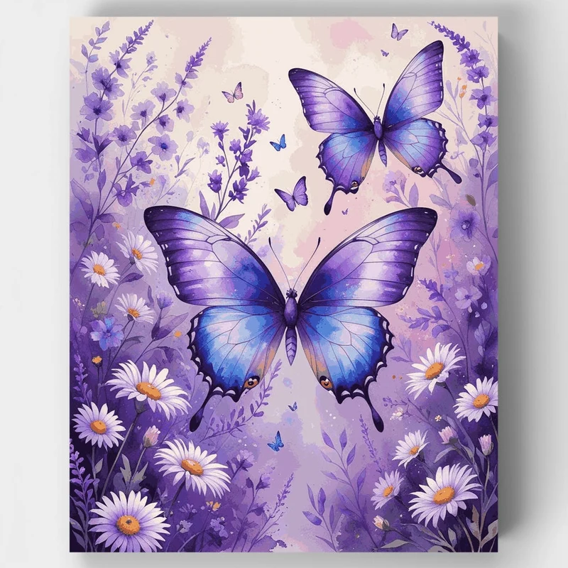 Purple Butterflies in Lavender Garden - Paint by Numbers Kit