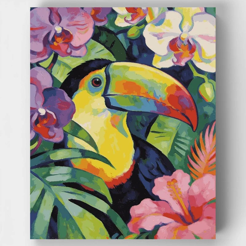 "Toucan Among Tropical Orchids" Paint by Numbers Kit