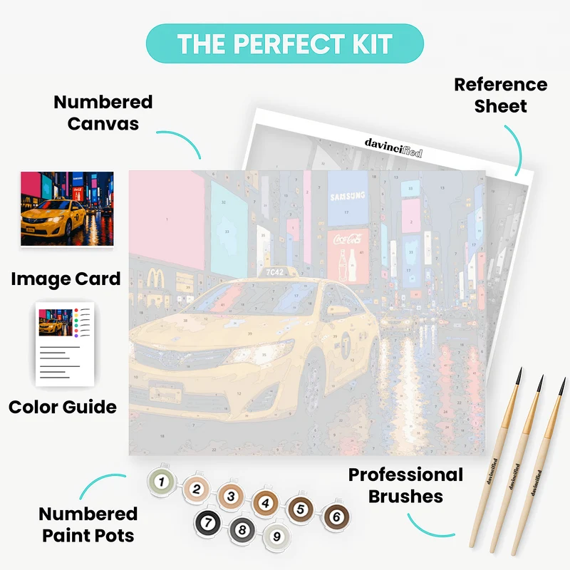 Neon Taxi Nights - Paint by Numbers Kit