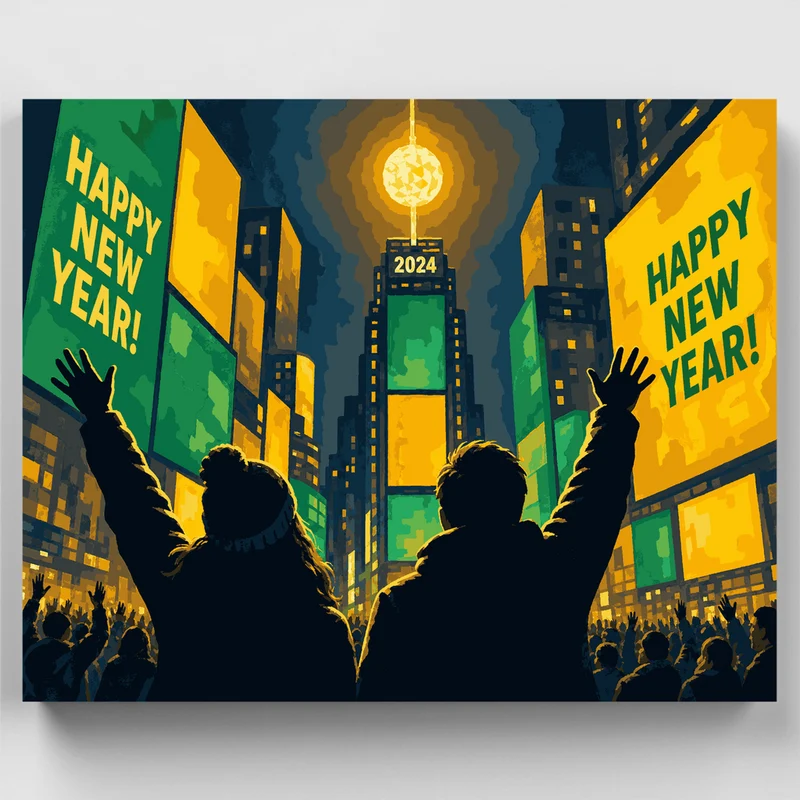 Ball Drop Silhouettes - Paint by Numbers Kit