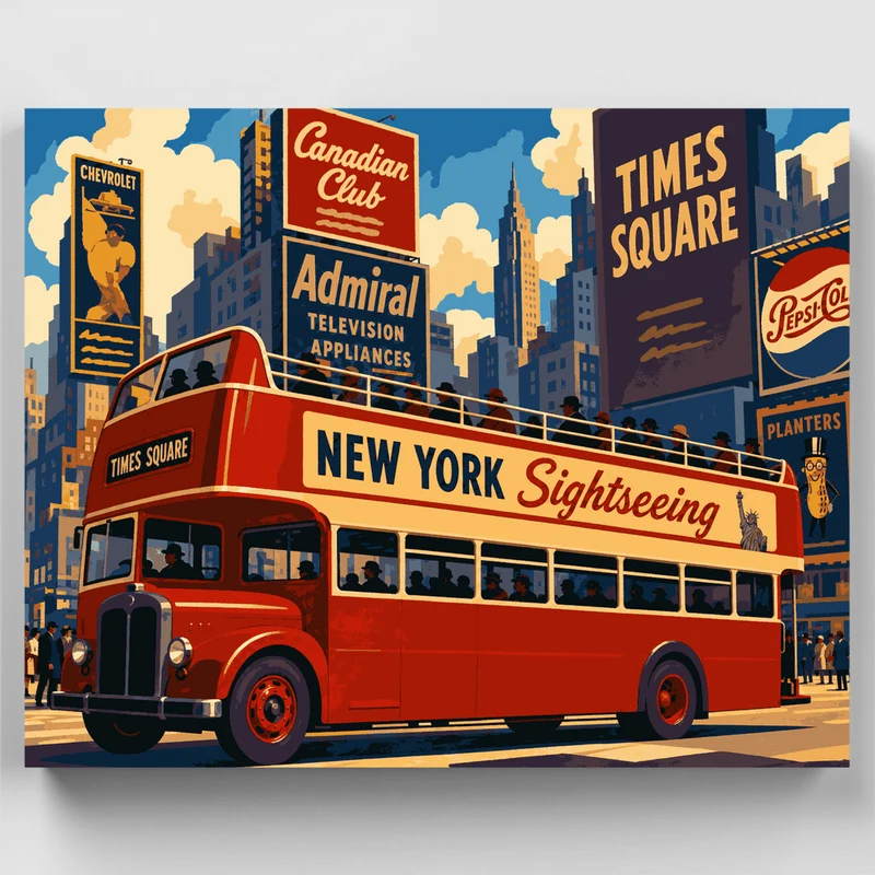 Times Square Double-Decker - Paint by Numbers Kit