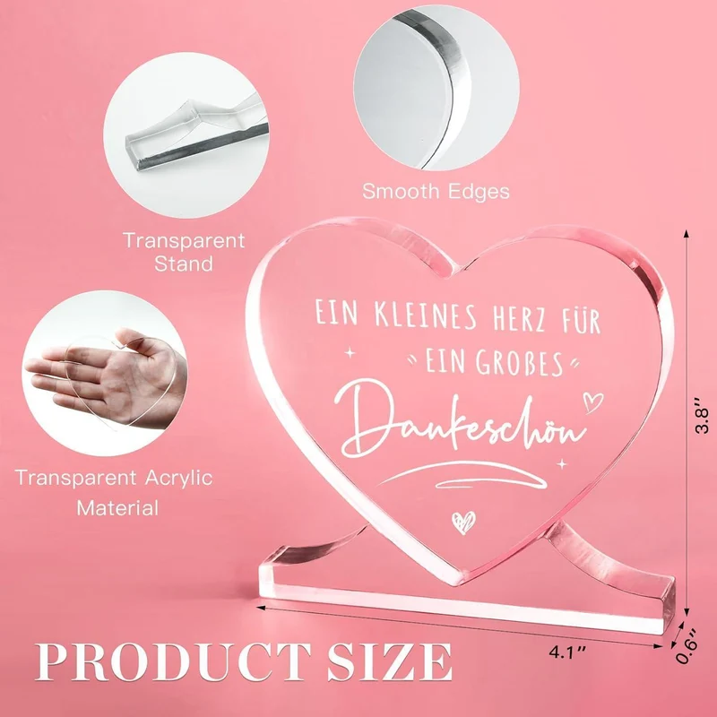 Dankeschön Geschenk Herz Acryl - Danke für Alles & Wertschätzung