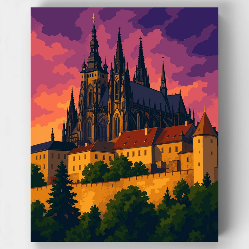 St. Vitus Cathedral Twilight - Paint by Numbers Kit