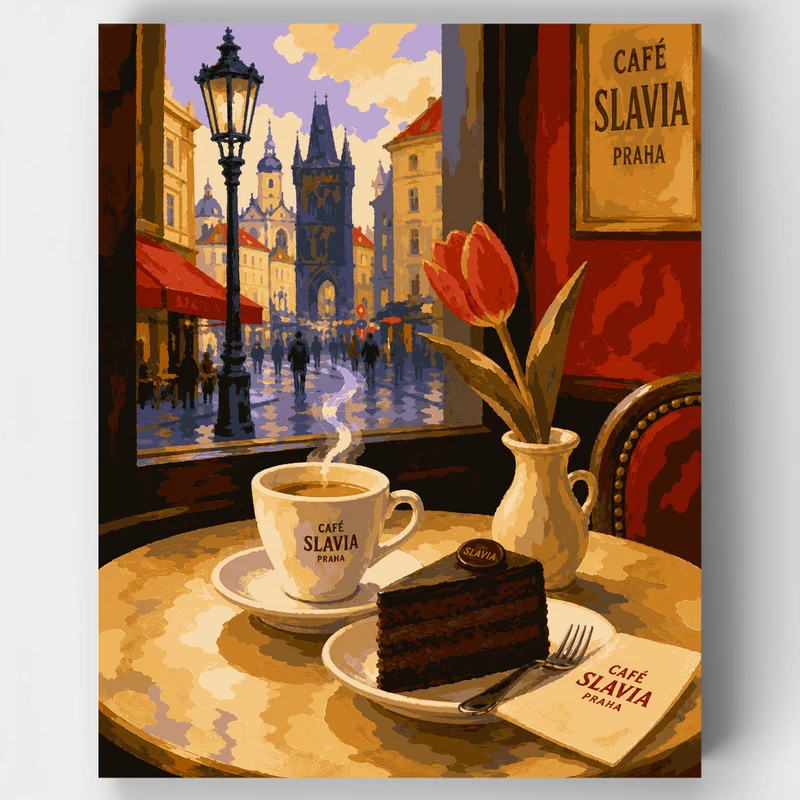 Café Slavia Corner - Paint by Numbers Kit